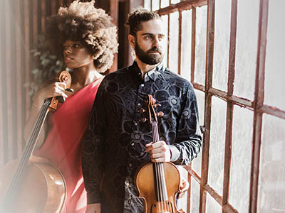 DUO KAYO, A dynamic pairing of cellist Titilayo Ayangade and violist Edwin Kaplan deliver a powerful performance with their unique ensemble making a bold statement in the classical music world at The Colonial Theatre, Bethlehem,NH